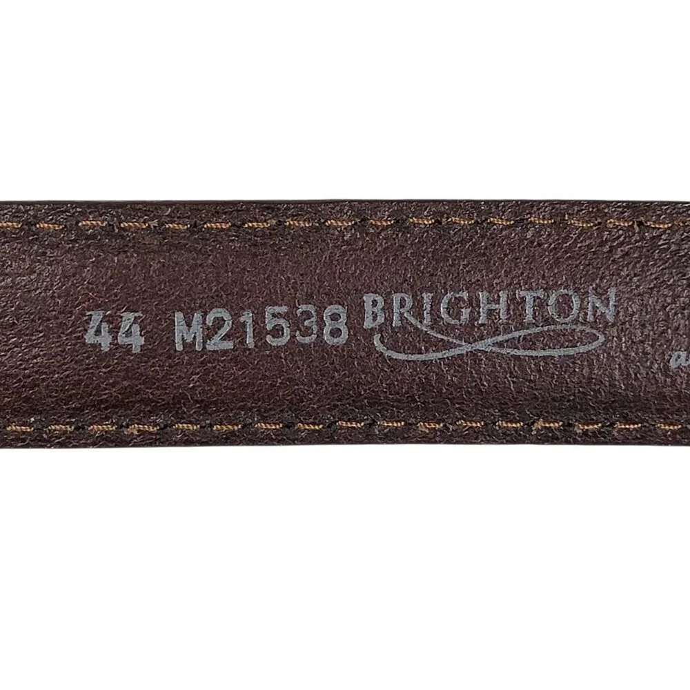 Brighton Mens Brown Escape Croco Embossed Leather Belt Size 44 M21538